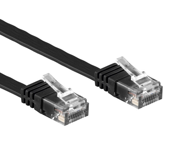 Cavo di Rete Patch Flat in Rame Cat.6A UTP 2m Nero - immagine 2
