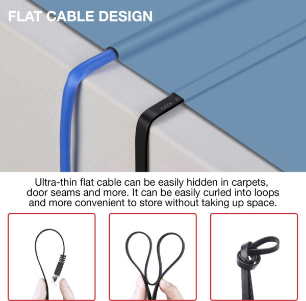 Cavo di Rete Patch Piatto in Rame Cat.6 Nero UTP 7,5m - immagine 5