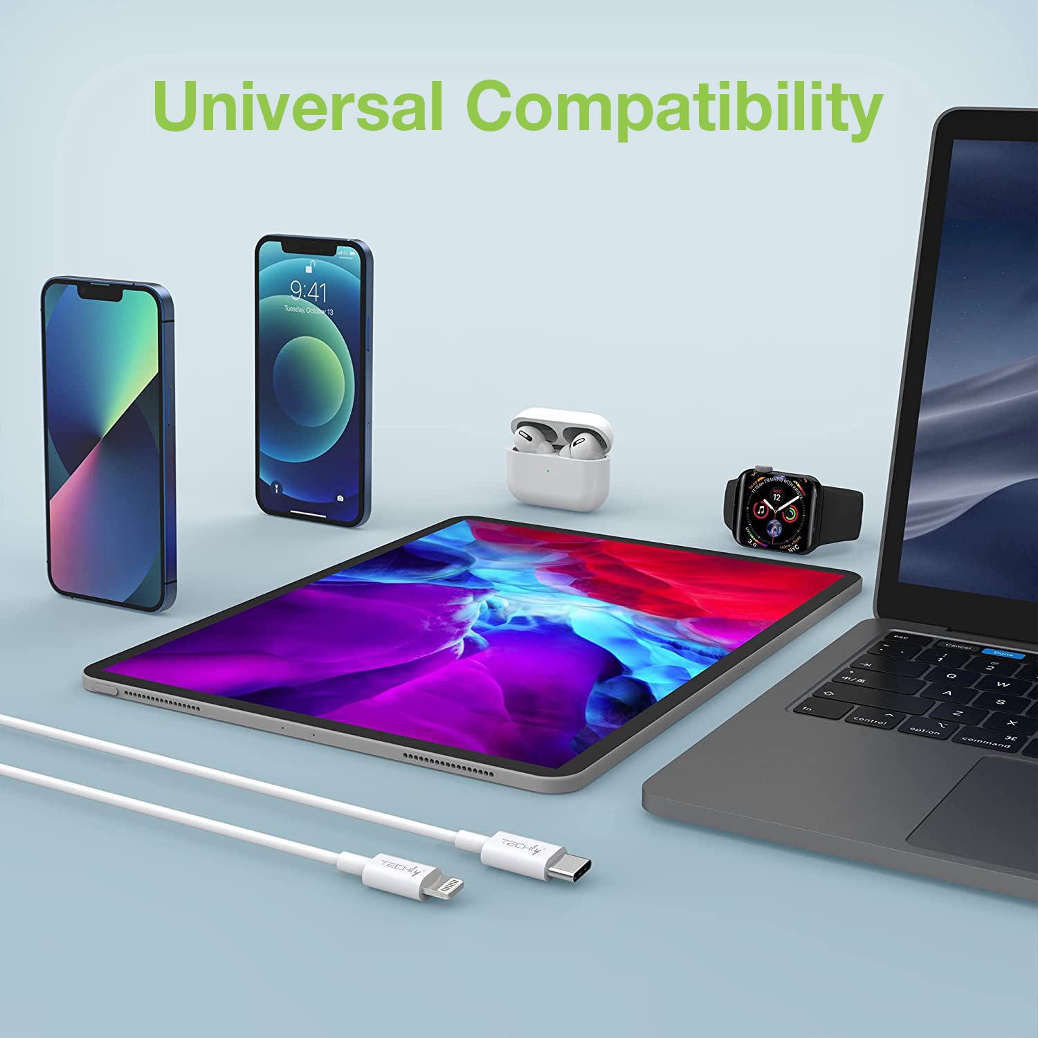 Cavo di Ricarica e Sincronizzazione USB-C™ compatibile con Lightning® 1m Bianco - immagine 5