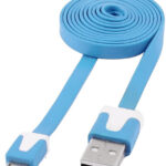 Cavo Flat USB AM a Micro USB M Azzurro 1m