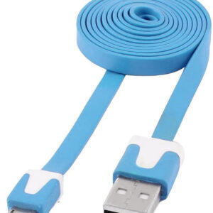 Cavo Flat USB AM a Micro USB M Azzurro 1m
