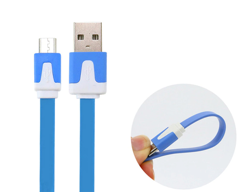 Cavo Flat USB AM a Micro USB M Azzurro 1m - immagine 3