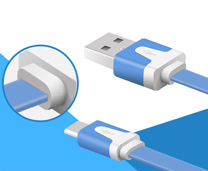 Cavo Flat USB AM a Micro USB M Azzurro 1m - immagine 5