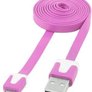 Cavo Flat USB AM a Micro USB M Rosa 1m