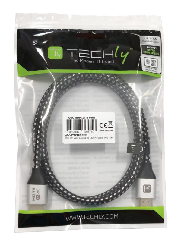 Cavo HDMI™ Ultra High Speed 48Gbps Maschio / Maschio 8K@60Hz Certificato 1m - immagine 2