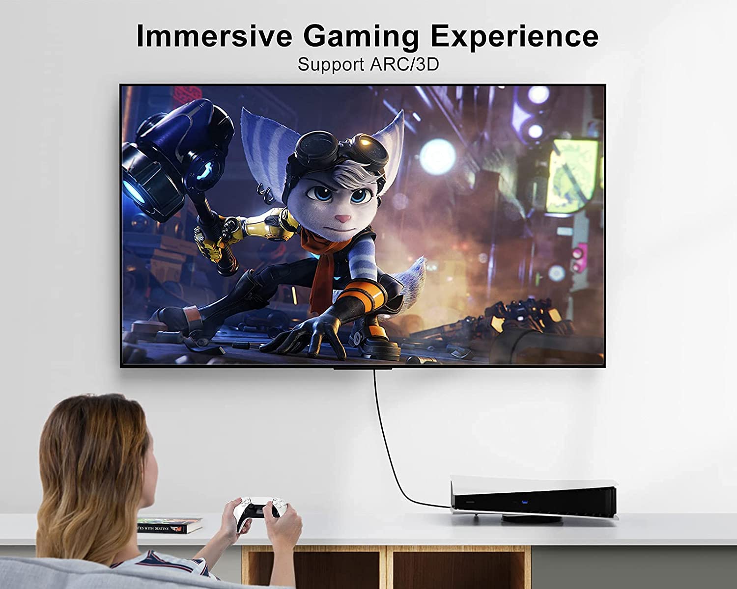 Cavo HDMI High Speed con Ethernet A/A M/M Angolato 5 m Nero - immagine 4