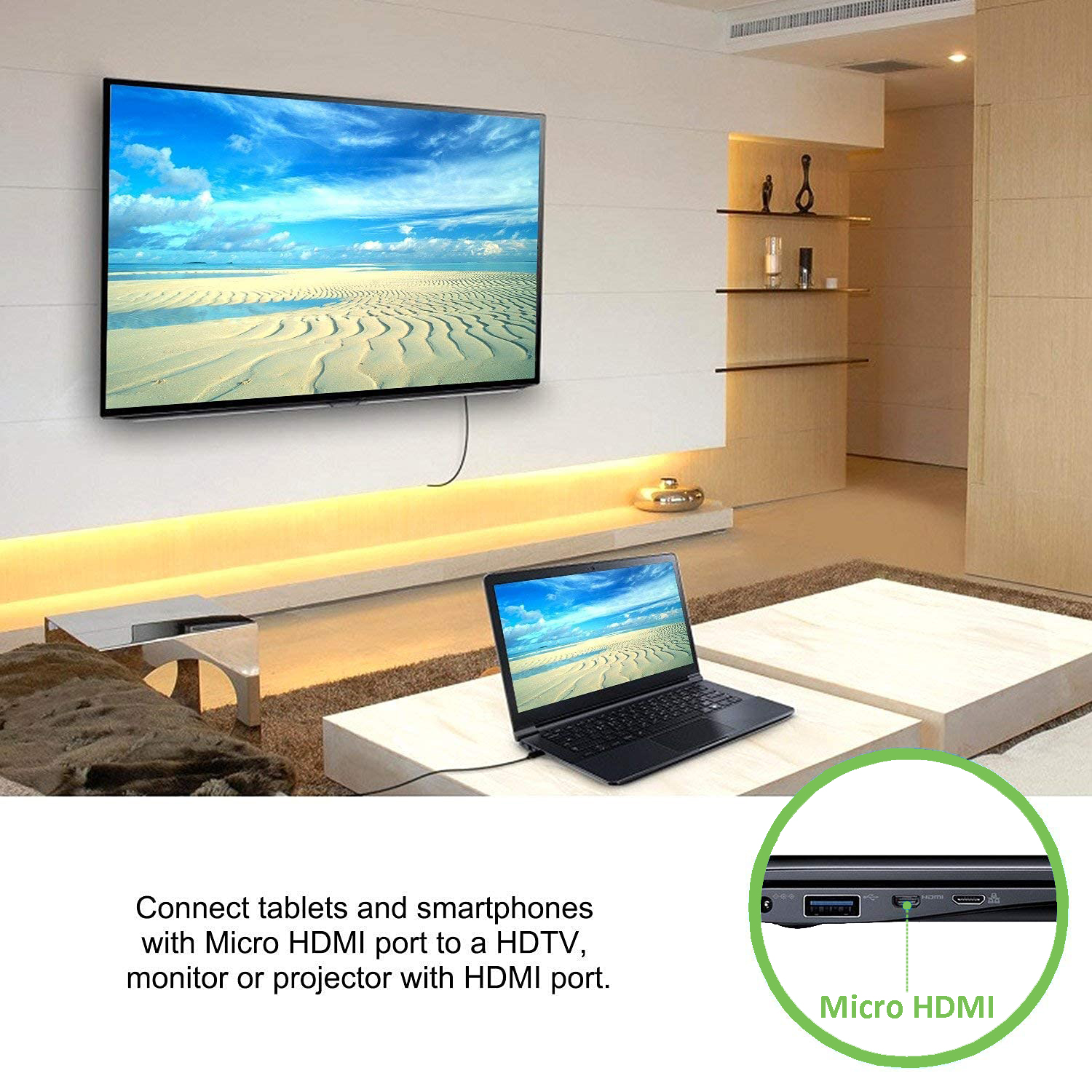 Cavo HDMI™ Highspeed con Ethernet Channel 1.4 A M/ Micro D M, 3 m - immagine 6