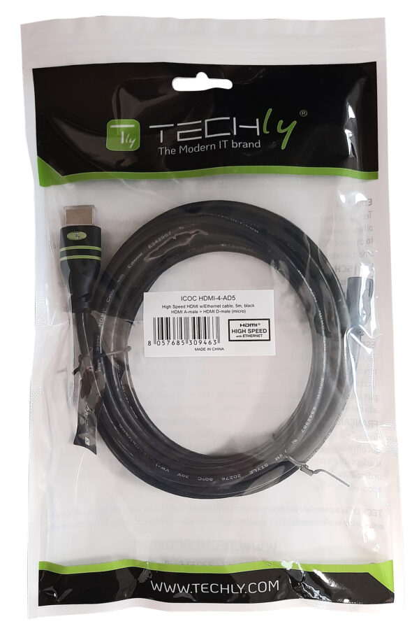 Cavo HDMI™ Highspeed con ethernet channel 1.4 A M/ Micro D M, 5 m - immagine 2