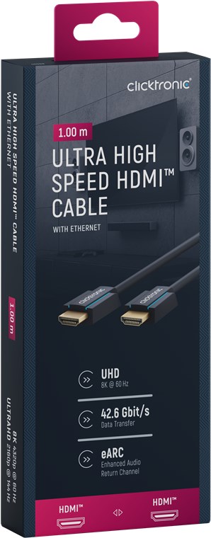 Cavo HDMI Ultra High Speed A/A M/M Alta Qualità eARC 1m - immagine 2