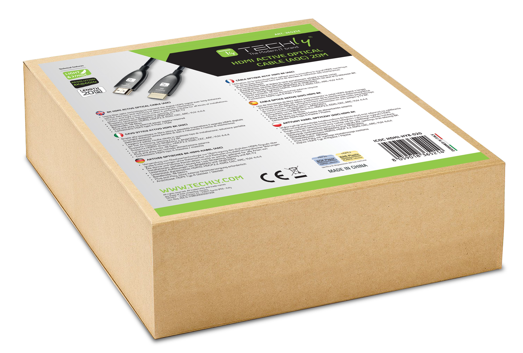 Cavo Ottico Attivo HDMI™ 2.1 Active Optical Cable 8K 48Gbps ARC HDMI™ A/A M/M 20m - immagine 2