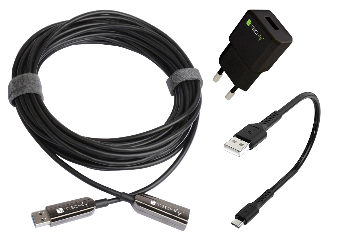 Cavo Ottico Attivo USB 3.0 SuperSpeed Active Optical Cable USB A M/F 10m Nero - immagine 6