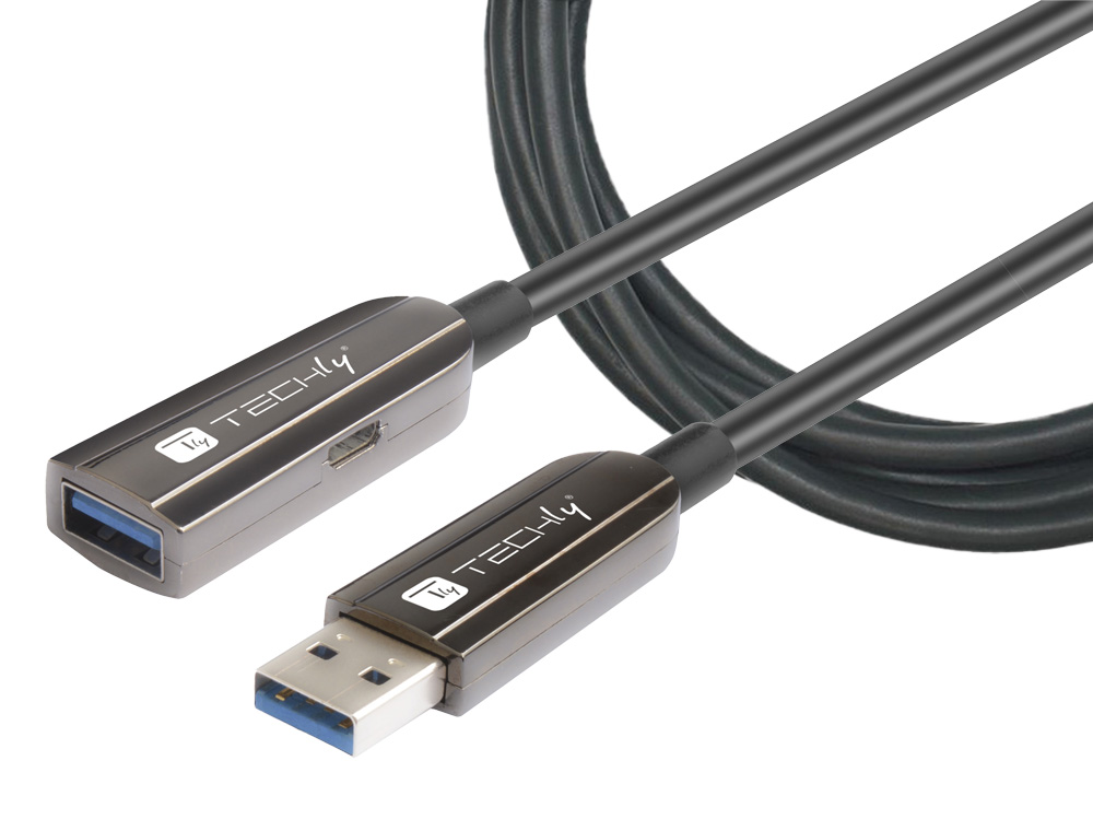 Cavo Ottico Attivo USB 3.0 SuperSpeed Active Optical Cable USB A M/F 20m Nero