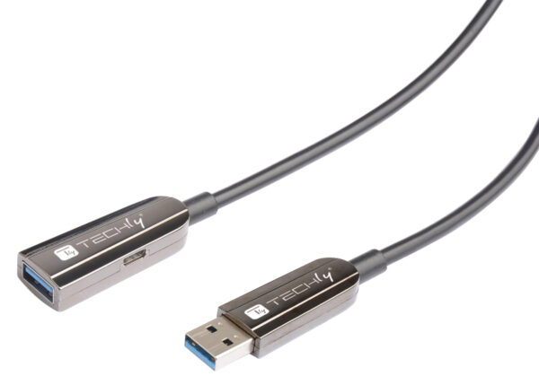 Cavo Ottico Attivo USB 3.0 SuperSpeed Active Optical Cable USB A M/F 30m Nero - immagine 2