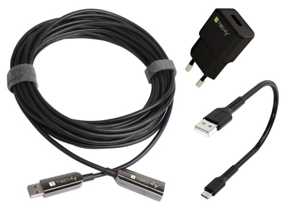 Cavo Ottico Attivo USB 3.0 SuperSpeed Active Optical Cable USB A M/F 30m Nero - immagine 6