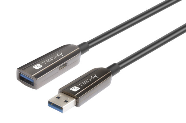 Cavo Ottico Attivo USB 3.0 SuperSpeed Active Optical Cable USB A M/F 50m Nero - immagine 4