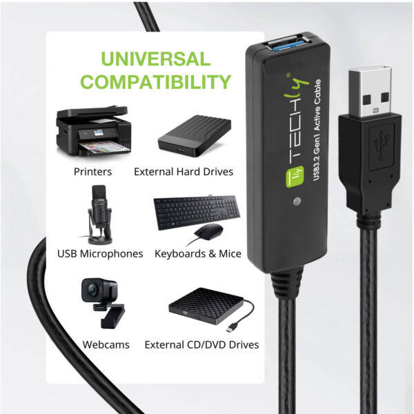 Cavo Prolunga Attivo USB3.2 SuperSpeed+ Estensore di Segnale 20m Nero - immagine 4