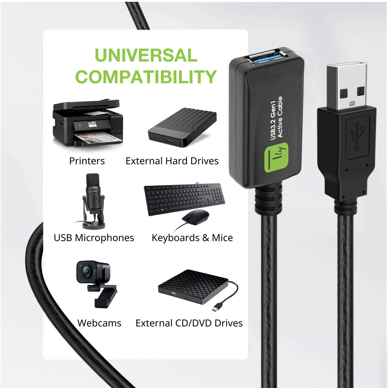 Cavo Prolunga Attivo USB3.2 SuperSpeed+ Estensore di Segnale 5m Nero - immagine 4