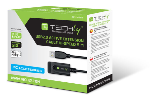 Cavo Prolunga Attivo Extender USB Hi Speed Estensore di Segnale 5m Nero - immagine 2