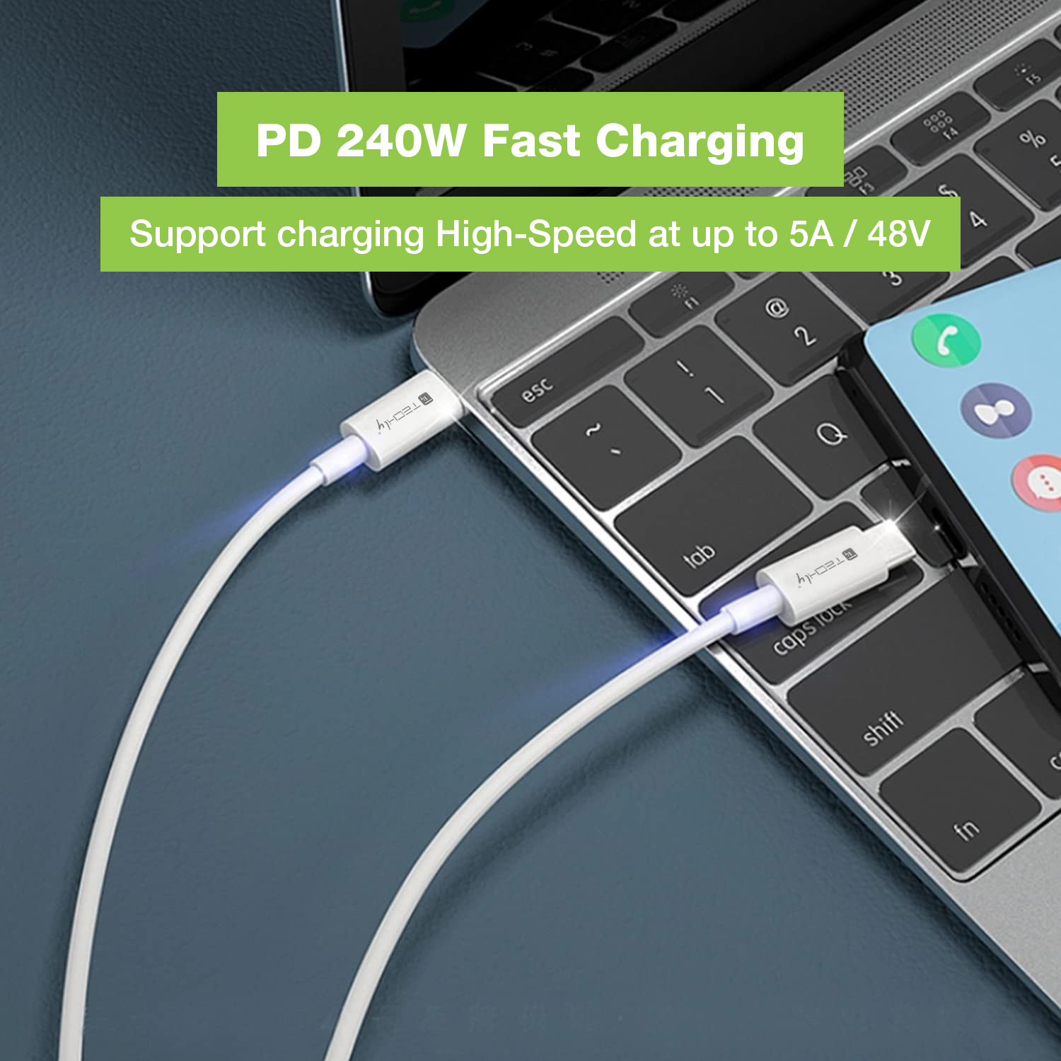 Cavo USB4 Gen2 EPR USB-C™ M/M 20G 240W PD3.1 4K E-Mark Certificato 2m - immagine 4