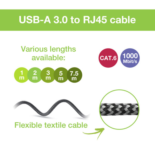 Cavo USB 3.0 Tipo A Maschio a Ethernet RJ45 Maschio 7,5m - immagine 5