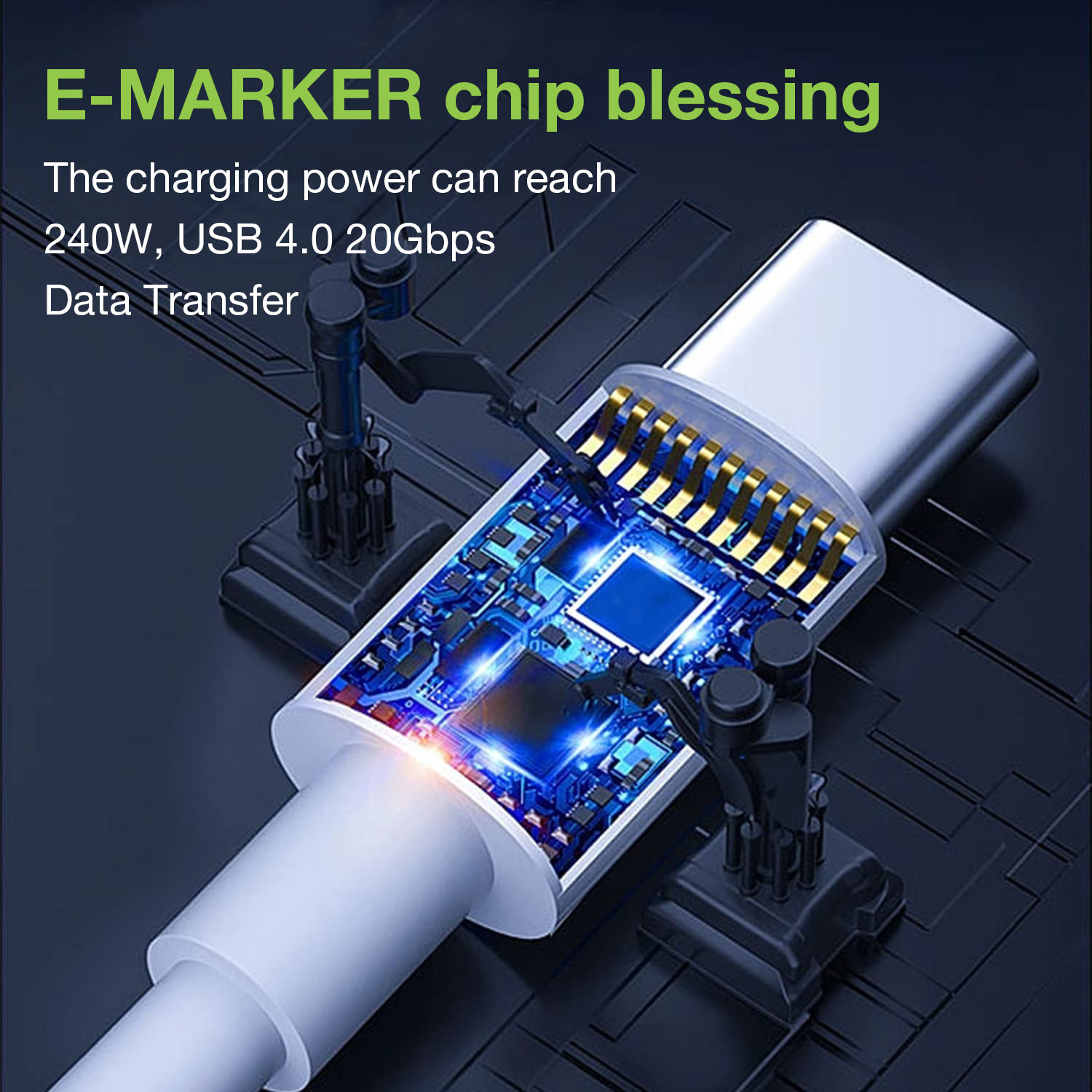 Cavo USB4 Gen2 EPR USB-C™ M/M 20G 240W PD3.1 4K E-Mark Certificato 2m - immagine 6