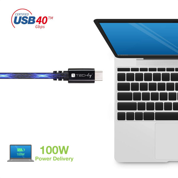 Cavo USB 4 Gen 3 Type-C™ Thunderbolt M/M E-Mark 8K 40Gbps 100W PD 0,8m Nero - immagine 7