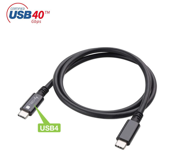 Cavo USB 4 Gen 3 Type-C™ Thunderbolt M/M E-Mark 8K 40Gbps 100W PD 0,8m Nero - immagine 2