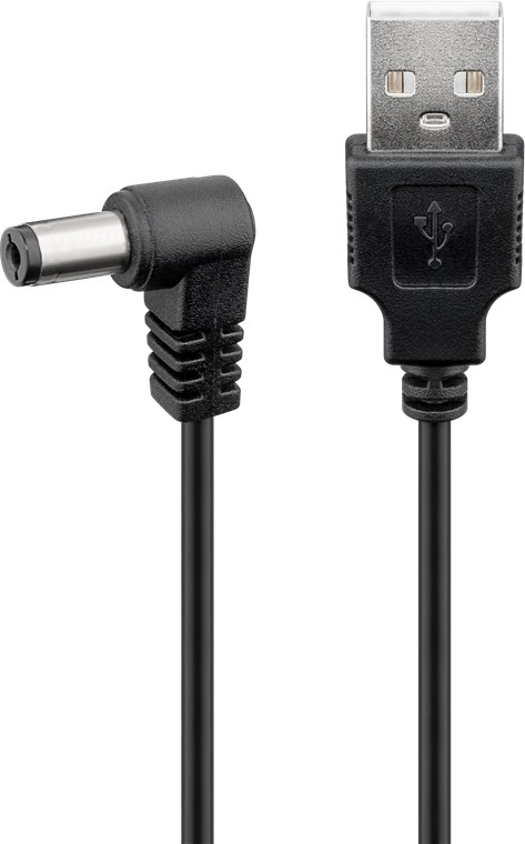 Cavo USB A Maschio a DC 5,5 x 2,1 mm Maschio Angolato 1m nero - immagine 2