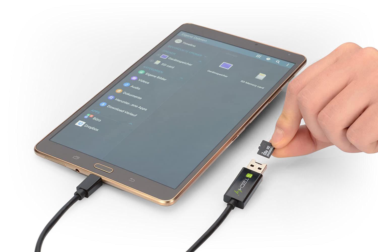 Cavo USB OTG Micro B / USB A con Lettore Micro SD/SDHC 26cm Nero - immagine 6