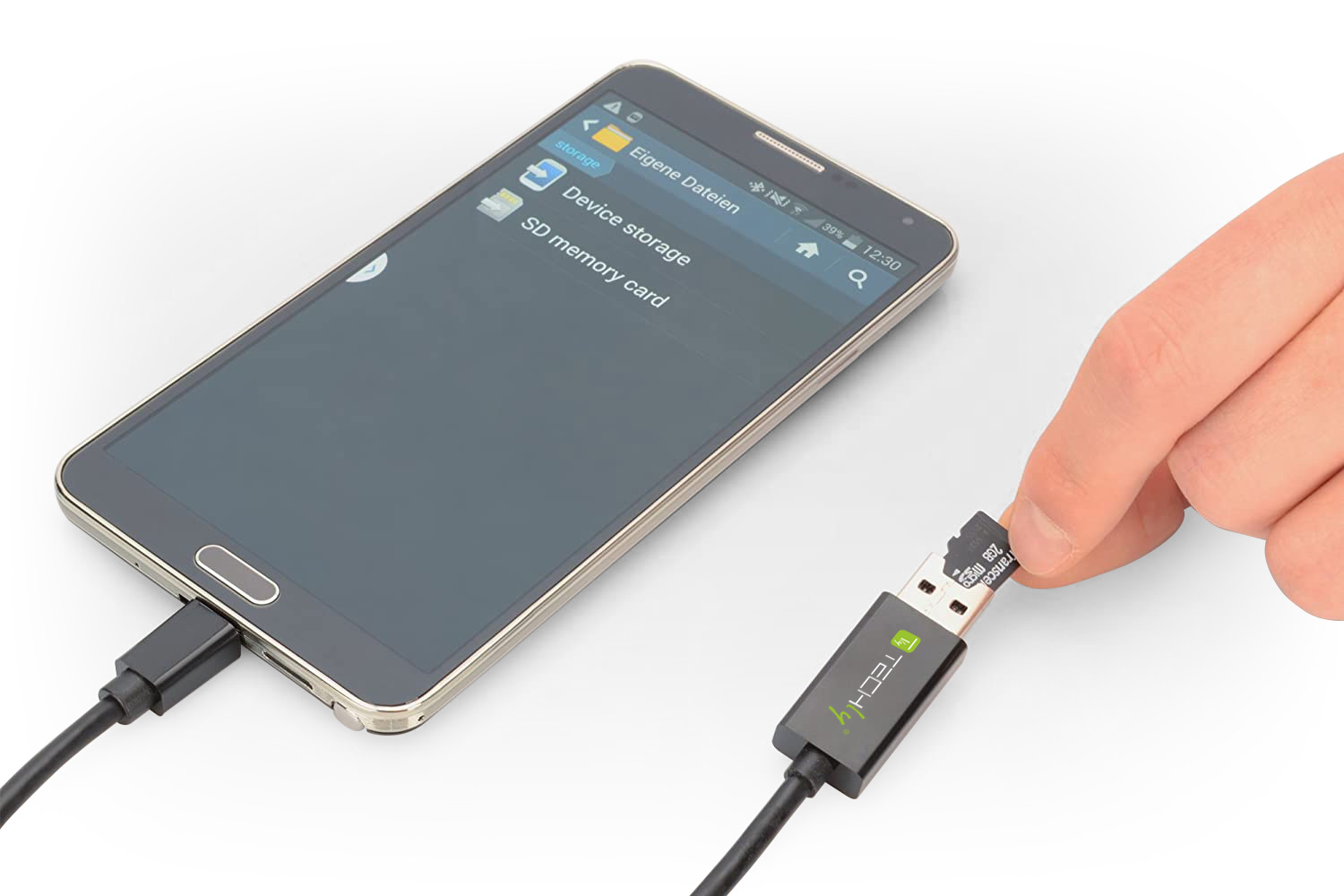 Cavo USB OTG Micro B / USB A con Lettore Micro SD/SDHC 26cm Nero - immagine 7