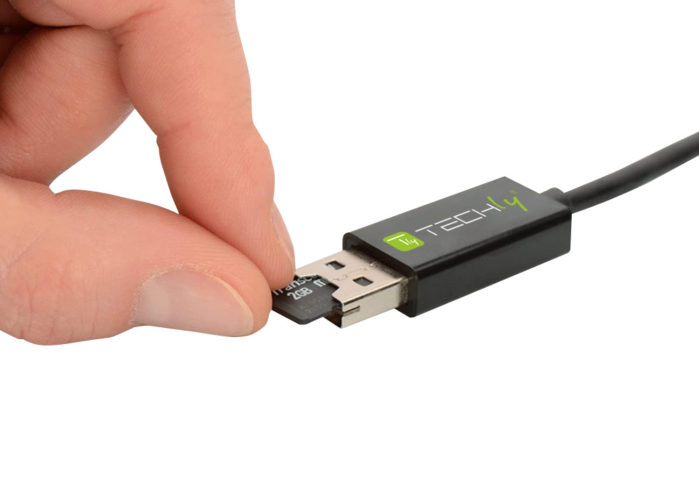 Cavo USB OTG Micro B / USB A con Lettore Micro SD/SDHC 26cm Nero - immagine 4