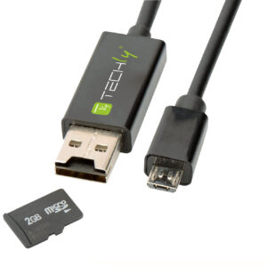 Cavo USB OTG Micro B / USB A con Lettore Micro SD/SDHC 26cm Nero