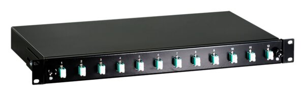 Cassetto Ottico 19'' con 12 bussole LC Duplex Multimodale OM3 Nero