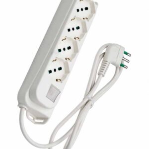 Multipresa 4 Posti Schuko con Interruttore e Cavo 1,5m Bianca