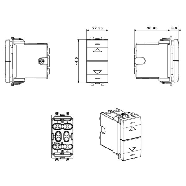 Domus S44 Commutatore Stabile 1P 10AX Bianco Lucido - immagine 2
