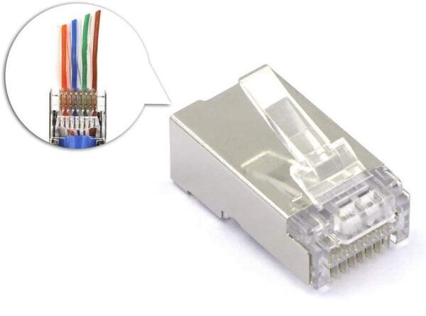 Confezione 100 Plug modulari RJ45 passanti Cat5e FastCrimp - immagine 4
