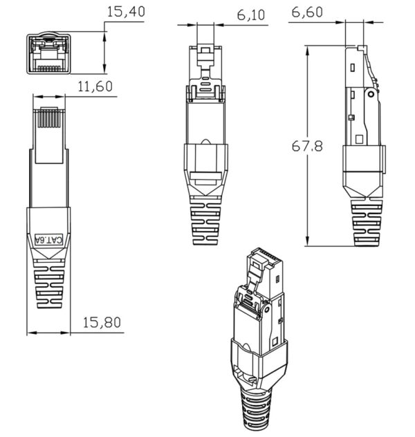 Connettore Plug RJ45 8P8C Cat.6A Schermato STP - immagine 2