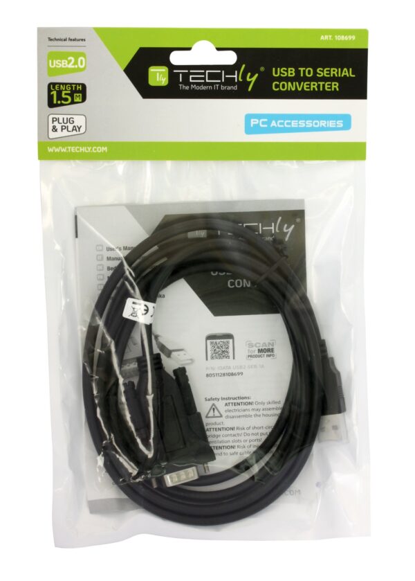 Convertitore Adattatore Techly da USB 2.0 a Seriale Nero - immagine 2