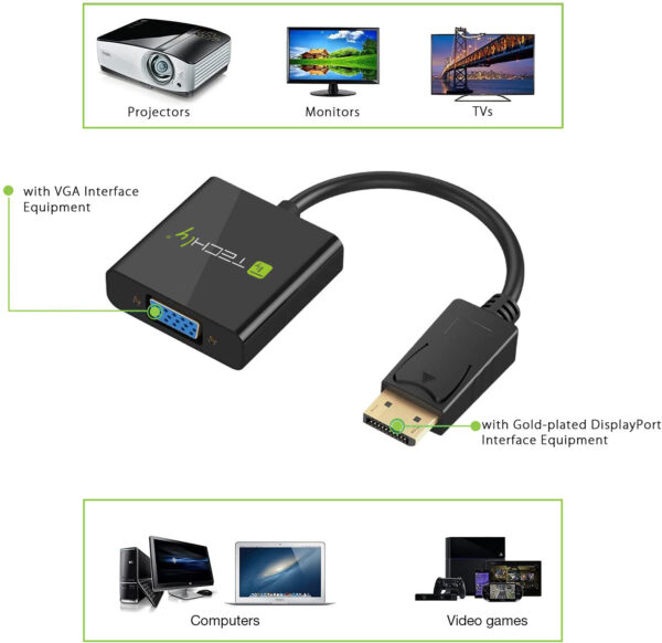 Convertitore da DisplayPort v1.2 a VGA 15 cm - immagine 7