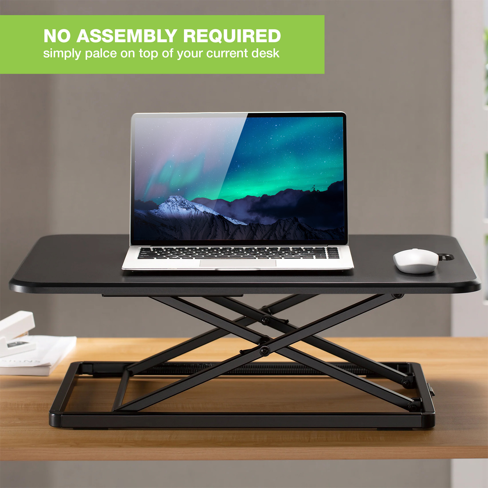 Convertitore da Scrivania In Piedi Postazione di Lavoro Sit Stand Ultra Slim Altezza Regolabile - immagine 3