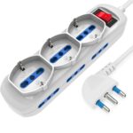 Presa Multipla a 6 Posti 10/16A Bipasso e 3 10/16A Bipasso Schuko con Interruttore