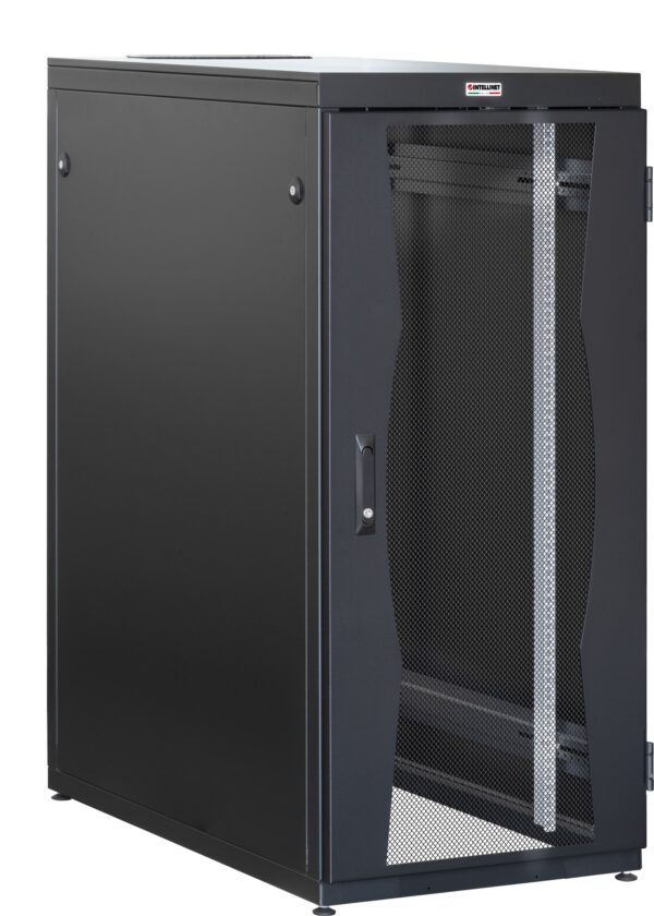 Armadio NetRack 19'' 600x1000 27 Unità Nero Porte Grigliate da Assemblare