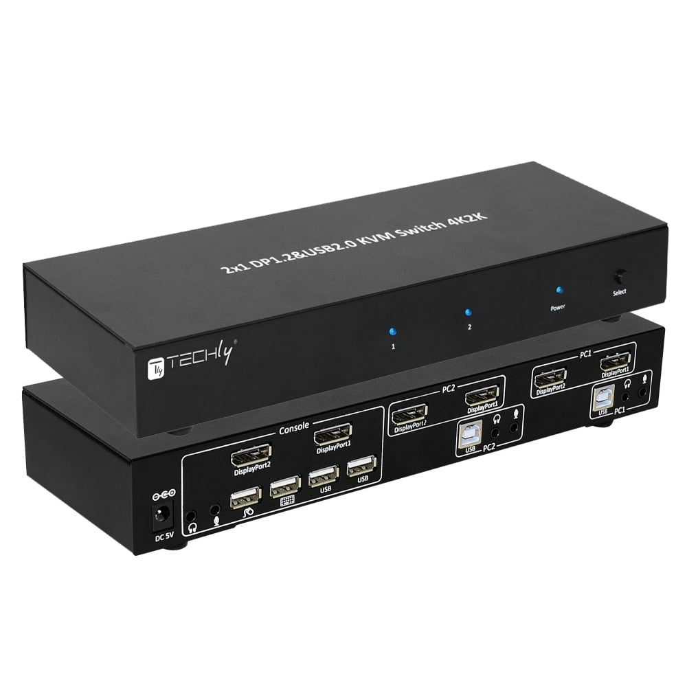Switch KVM 2 porte DisplayPort1.2 per doppio Monitor