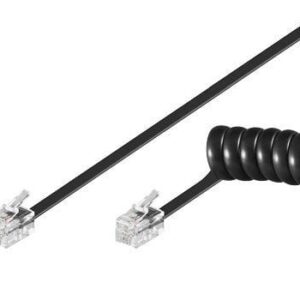 Cavo telefonico spiralato 2mt RJ10 4P4C Nero
