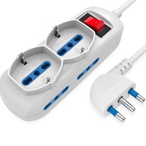 Presa Multipla a 4 Posti 10/16A Bipasso e 2 10/16A Bipasso Schuko con Interruttore