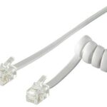 Cavo telefonico spiralato per cornetta 4mt RJ10 4P4C Bianco