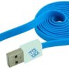 Cavo Flat USB AM a Micro USB M 1m Azzurro / Bianco