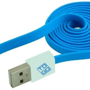 Cavo Flat USB AM a Micro USB M 1m Azzurro / Bianco