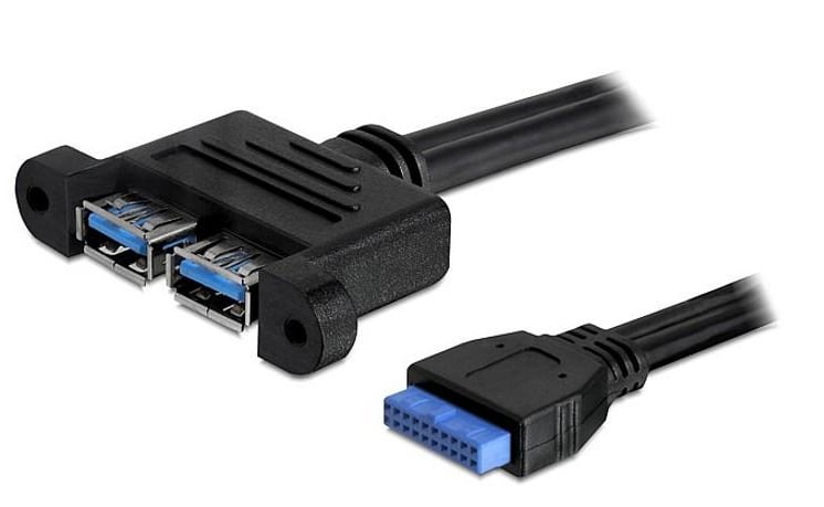 Cavo Interno USB3.0 19 pin Femmina / 2x USB A Femmina da Pannello
