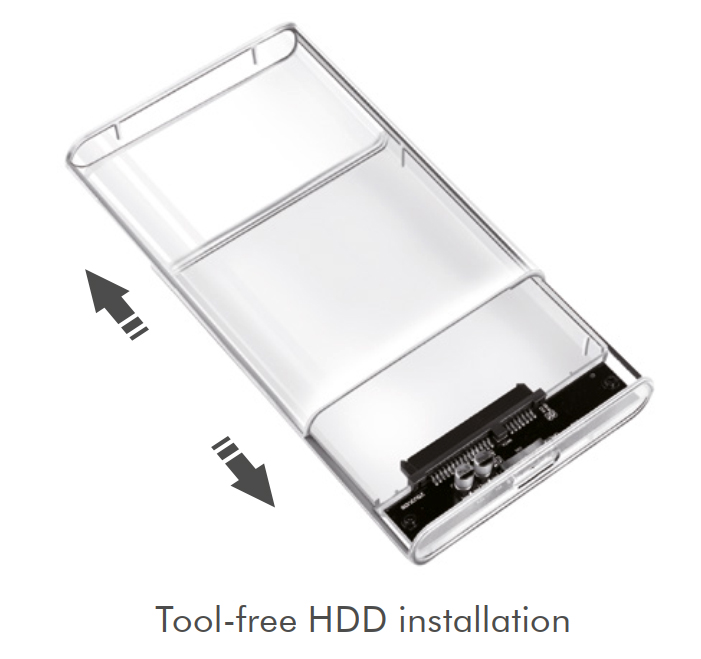 Box HDD/SSD Esterno per Disco Rigido 2.5'' USB 3.0 Trasparente con LED - immagine 2
